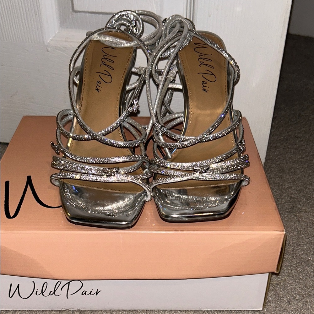 Wild Pair Glittering Silver Strappy Heels